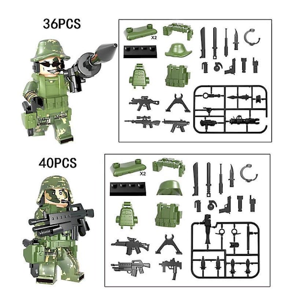Militære Byggeklodser 6 stk. Camouflage Geely Tøj Cf Gennem Ildlinjen Våben og Udstyr DIY Samlede Byggeklodser Minifigurer