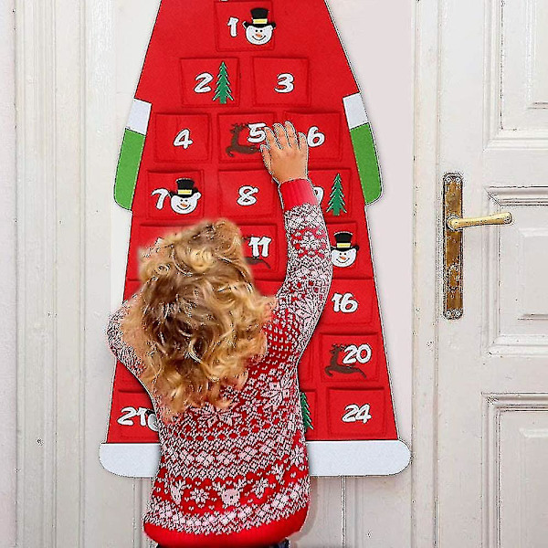 Advent Calendar,christmas Advent Calendarwith 24 Days Pockets (red)