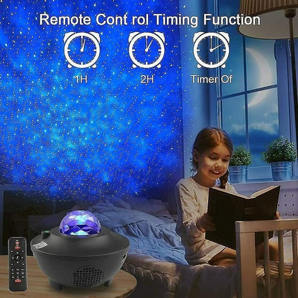 Led Galaxy Projector Night Light,ocean Wave Stars Music Starry Projector Lamp