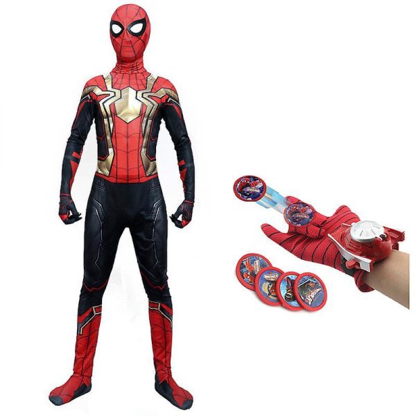 Kids Boy Spiderman Costume Cosplay Suit Kids Toy Spider-man Glove,spiderman Transmitter Kids-S-110cm