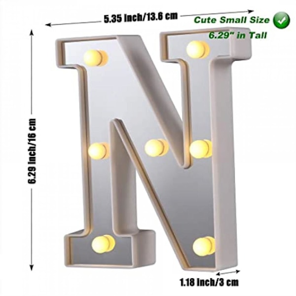 LED Marquee Bogstav Lys 26 Alfabet Lysende Bogstaver Skilt Perfekt Til Natlys Bryllup Fødselsdagsfest Julelampe Hjemmebar Dekoration B09 N