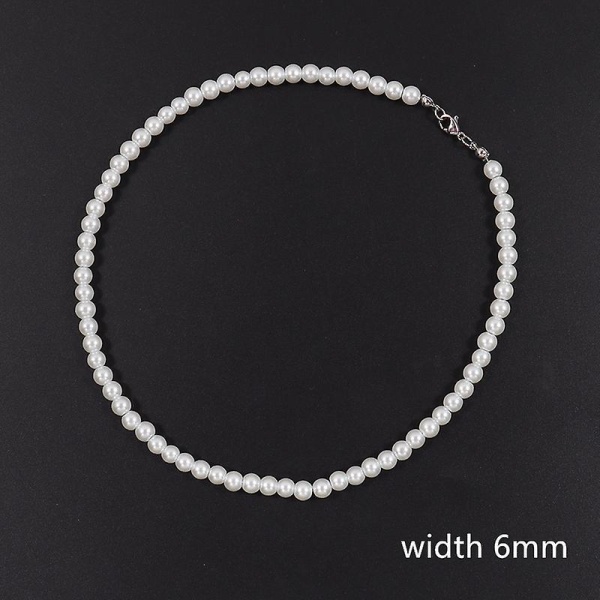 2022 New Trendy Imitation Pearl Necklace Men Temperament Simple Handma 50cm 10mm