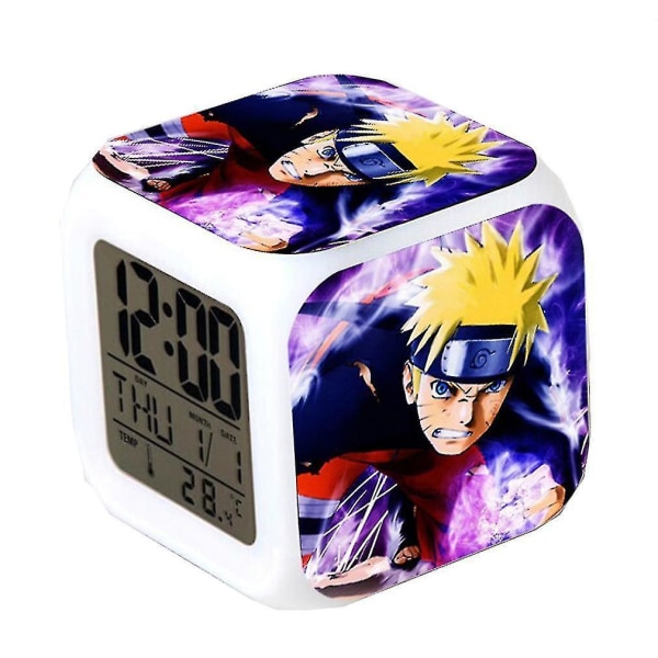uzumaki Naruto Digital Thermometer Glowing Cube Alarm Clock Color Changing Led