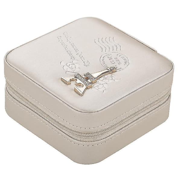 Jewelry Storage Box Mini Portable Leather Earrings Necklace Ring Box Model 1