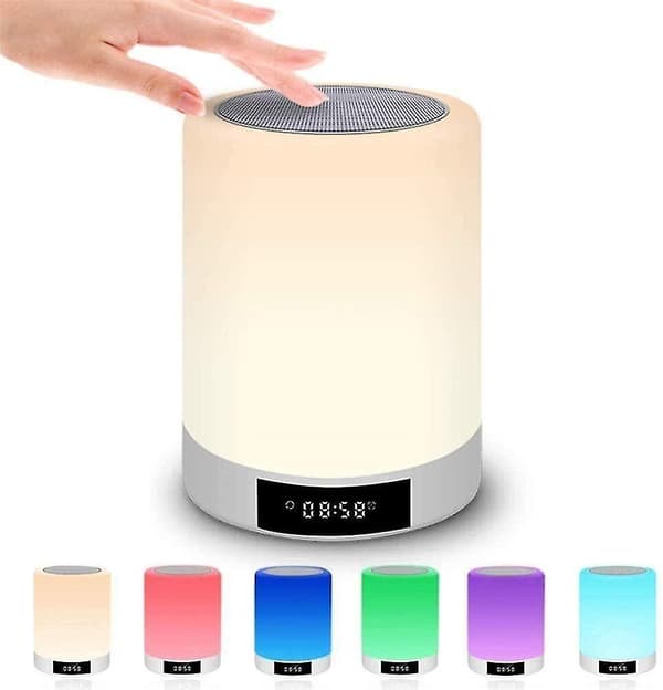 Kannettava Bluetooth-kaiutin himmennettävällä Smart Touch LED-yövalolla (valkoinen)