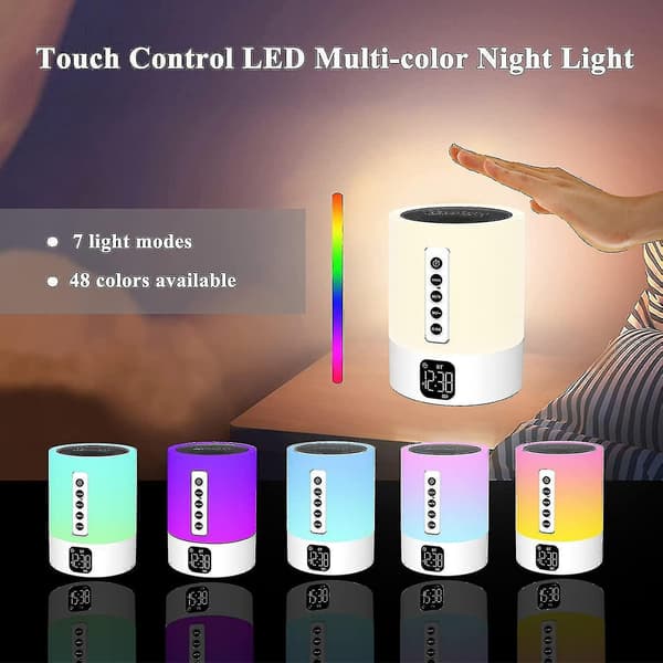 Alarm Clock Bluetooth Speaker Night Light Bluetooth Speaker,touch Sensor Bedside Lamp,dimmable Warm  Changing  Music Player For Kids,bedroom,camping