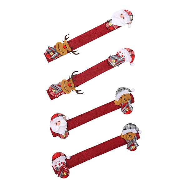 4pcs Christmas Refrigerator Door Handle Cover Kitchen Appliances Glove Protector E