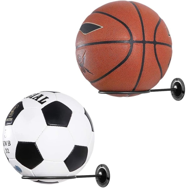 Wall-mounted Ball Holders  2pcs Ball Rack Space Saver Wall Mount Display Storage Football Bedroom Accessories(black)