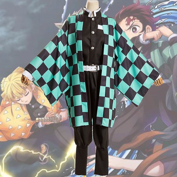 Børne Anime Demon Slayer Cosplay Kostume Sæt Tanjirou Nezuko Outfit Kamado Tanjirou 7-8 Years