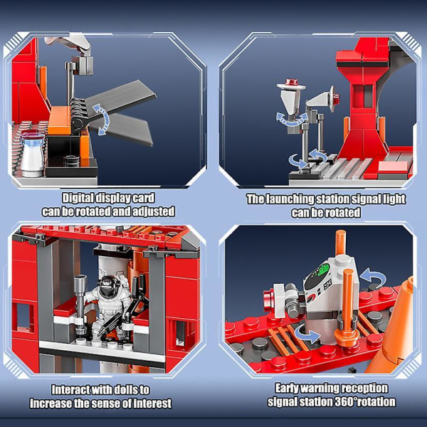 City Aerospace Rakettutskytningssenter Arkitektur Byggeklosser Modell Ideer Rom Astronaut Figurer Brikker STEM Leker For Barn 426 stk Uten Eske