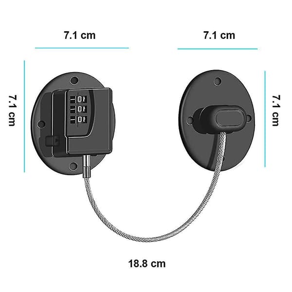 2 Pack Refrigerator Lock - Heavy Duty Combination Fridge Lock Black