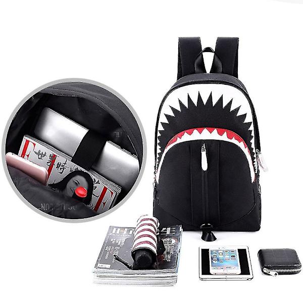 Luminous Backpack Male Shark Usb Backpack Men's Big Mouth Shark Function Backpack Student Bag Personality Backpack