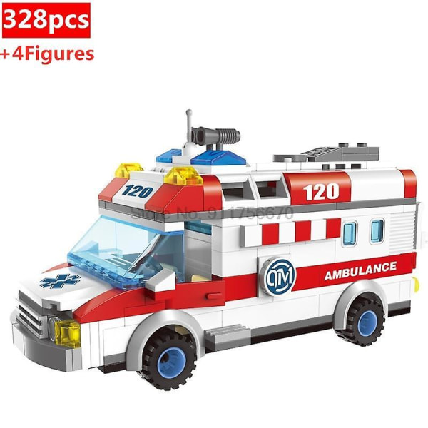 City Medical Ambulance Fire Truck Rubbish Truck Model Assembled Building Blocks Bricks Stem Educational Kids Toys For Children1118 Without Box