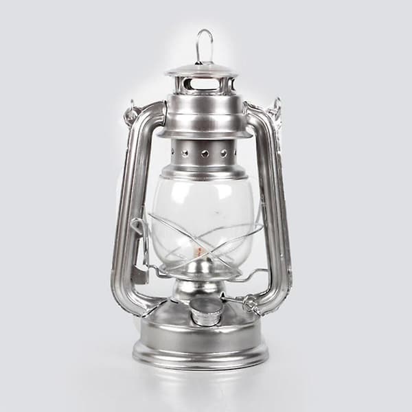 Retro Klassisk Parafinlampe 4 Farger Parafinlykter Bærbare Lys Ornament Silver