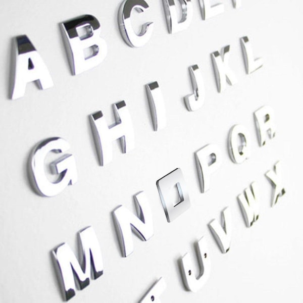 Hot Silver Car Styling (a-z,0-9) 3d Diy Metallic Alphabet Sticker