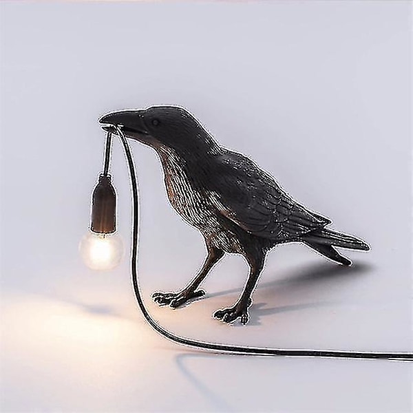 Fugle Væglampe Harpiks Lampe Soveværelse Stue Dekoration LED Lamper (bord Sort Beslag)