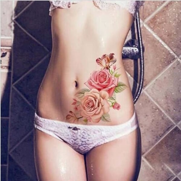Beauty 1 Pcs Make Up Fake Temporary Tattoos Stickers Rose Flowers Arm Shoulder Tattoo Waterproof Women Big Flash Tattoo On Body TY801