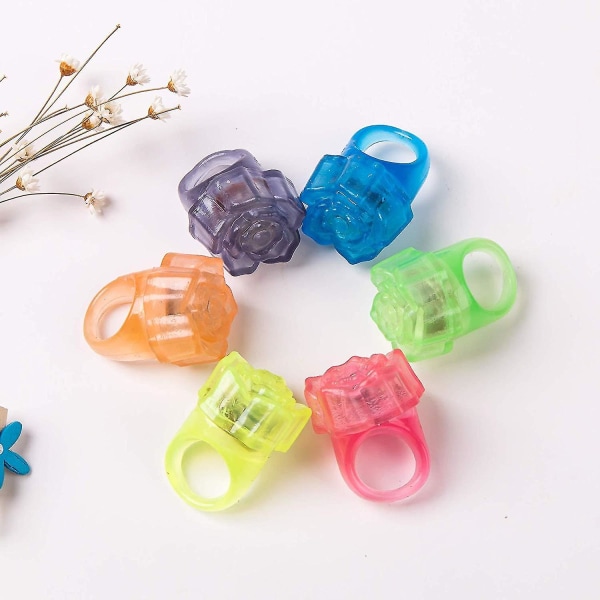 24pcs Flashing Led Ring,strawberry And Rose Pattern,bumpy Plastic Ring