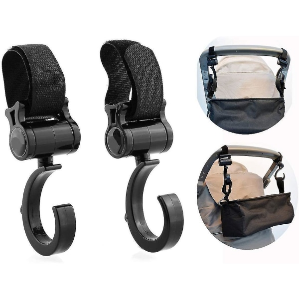2 Pieces Stroller Hooks Versatile Children For Stroller Stroller Hooks Black