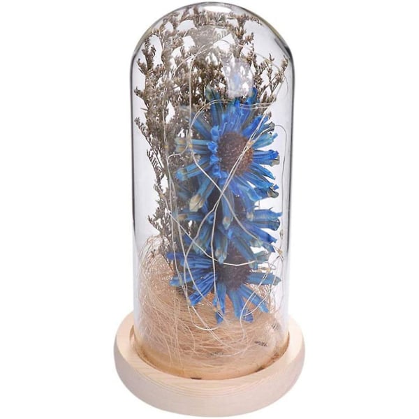 Fortryllet Blomsterlampe, kunstig solsikke i glaskuppel, LED