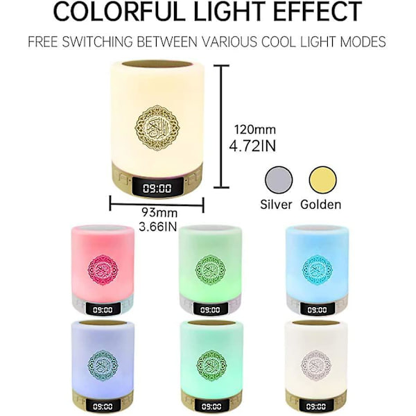 Bluetooth Quran Speaker Led Night Light App Control Azan Clock Loudspeaker