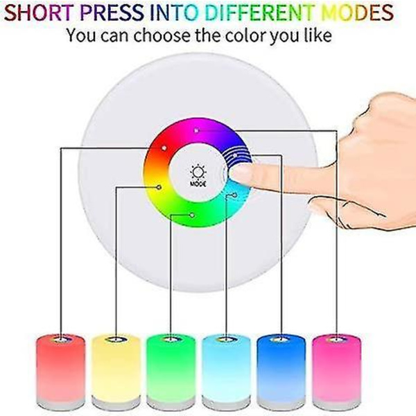 Led Night Light, Touch Control Chargeable Smart Bedside Table Lamp,dimmable Rgb Color Changing Modes For Kid Baby Bedroom,office And Camping, Acryloni