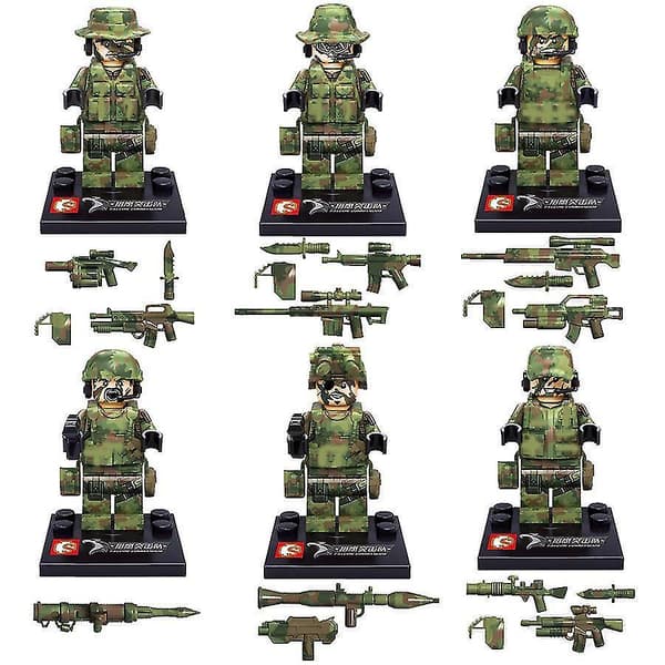 Falcon Commando Minifigur Samle Dukke Legetøj Militære Byggeklodser 6 stk