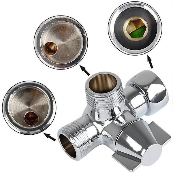 G1/2\" Dusj Treveis Kobling Messing Omleder Ventil T-formet Adapter Justerbar Vannseparator Kran Splitter Baderomsdeler