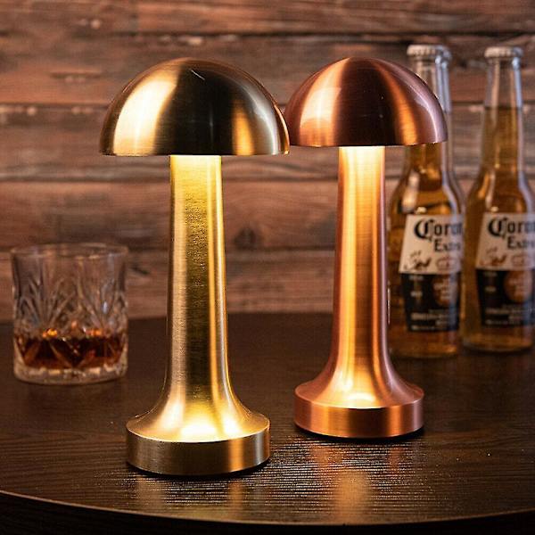 Latautuva LED-pöytälamppu kosketusanturilla, työpöydän valaisin, makuuhuoneen, ravintolan, baarin sisustus Gold Mushroom