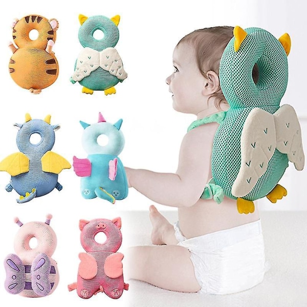 1-3t Toddler Baby Head Protector Safety Pad Cushion Back Prevent Injured Angel Bee Cartoon Security Pillows Lion-No Button