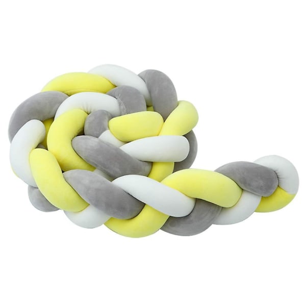 Sengekant, baby Bumper Sengeslange Baby Senge Bumper Vævet Kantbeskyttelse Hovedbeskyttelse Dekoration Til Tremmeseng (grå, 100cm) White*Yellow*Grey 200cm