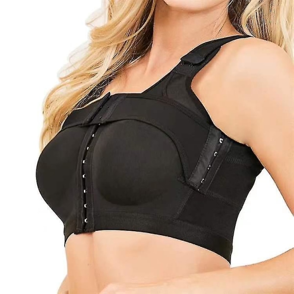 Women's Front Button Bra, Fixed And Pressurized Breast-receiving Underwear After Breast Surgery, Adjustable Bra black 2XL