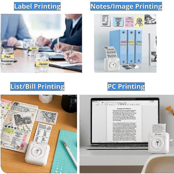 Mini Printer, Wireless Thermal Label Printer, Sticky Note Receipt, Suitable For Android Ios Smart Phone