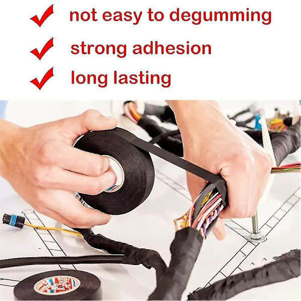 9~19mm Bil Ledningsnet Tape Klæbende Stof Sele Isolering Elektriske Taper 9mm x 25M
