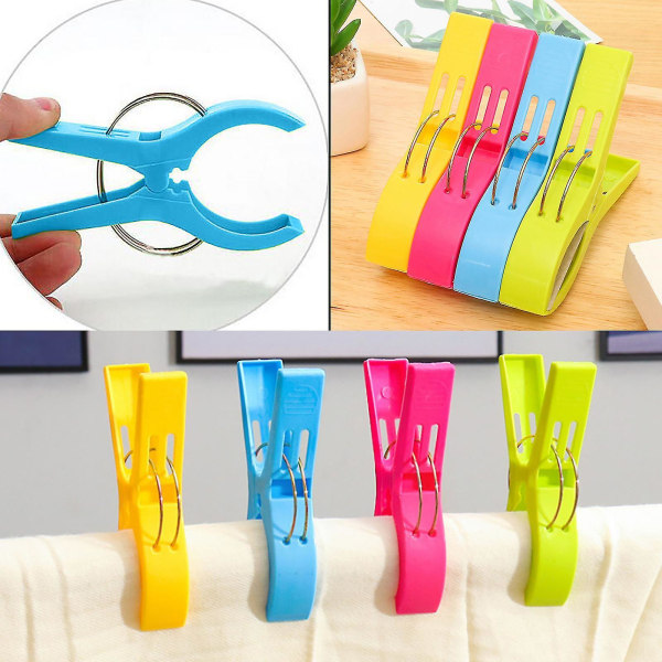 Pack Of 4-8-16 Large Bright Colour Plastic Beach Towel Pegs Clips To Sunbed 8pcs