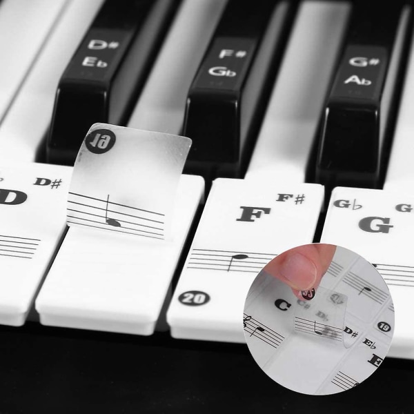 Piano Keyboard Stickers - 88/61/54/49/37 Keys, 52 White And 36 Black Note Labels Stickers Full Set, Transparent And Removable, Interesting Piano Guide