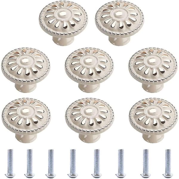 Cabinet Knob 8 Pieces Round Drawer Pull Handle Cabinet Knobs Drawer Knob Cabinet Handle Kitchen Drawer Cabinet Door Knobs White Vintage Cabinet Knob