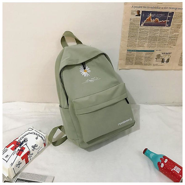 New Solid Backpack Girl School Bags For Teenage School Bag Nylon Daisy Printing Bag Black green