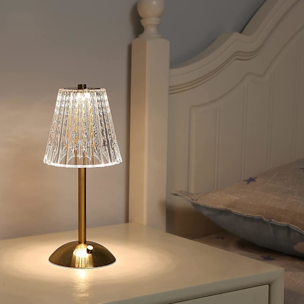 Cordless Table Lamp, Rechargeable Battery Operated Lamp, Room Decor Portable Lamp, Touch Stepless Dimmable Led Lights, Modern Metal Crystal La