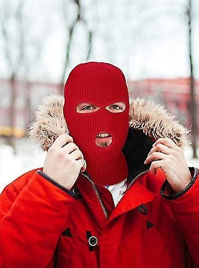 3-hull Strikket Full Face Cover Ski Halsvarmer, Vinter Balaclava red