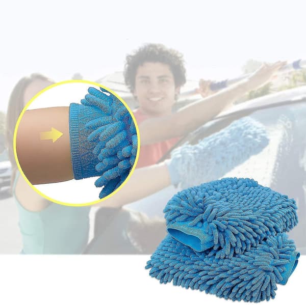 Bilvaskehandske 2-pak Stor Størrelse Mikrofiber Vaskehandske Vinter Lyseblå Light blue