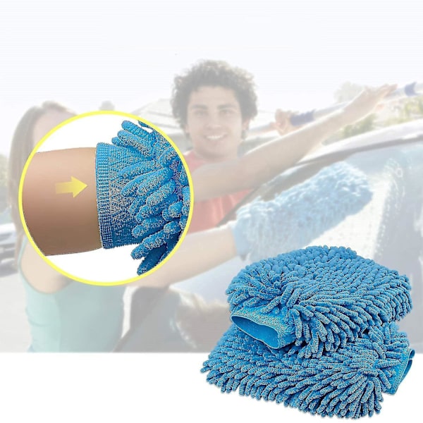 Car Wash Mitt 2 Pack Large Size Microfiber Wash Mitt Winter Light Blue Light blue