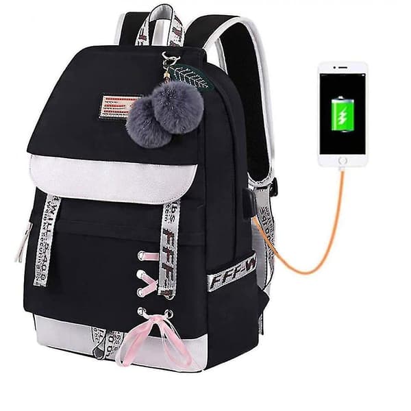 Backpack Nylon Waterproof Casual Daypack Unisex Backpacks (black)