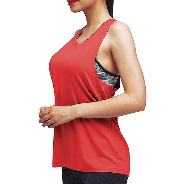 Workout Tops For Women Yoga Athletic Shirts Long Tank Tops Gym Clothes Red Medium