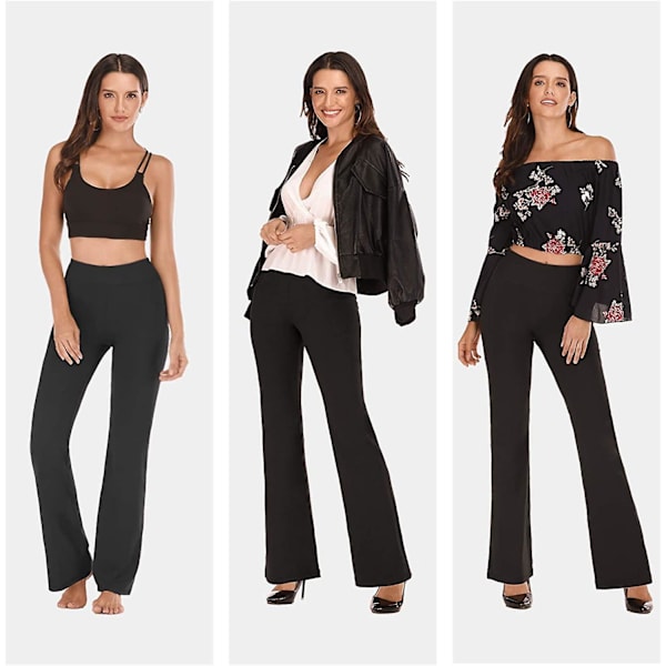 Yogabukser Kompatible Med Kvinder Med Lommer Højtaljede Træningsbukser Kompatible Med Kvinder Bootcut Arbejdsbukser Pæne Bukser Black Large
