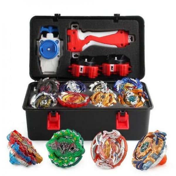 12x Beyblade Burst Spindækker Sæt Spinder Med Grebstarter + Skumopbevaringskasse