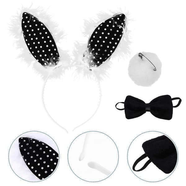 2 Sets/6pcs Easter Cosplay Set Bunny Rabbit Ears Tail Bow Tie Costume Kit