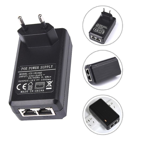 15v 1a Poe Injector Adapter For Ap Security Ip Camera Poe Switch Eu Plug