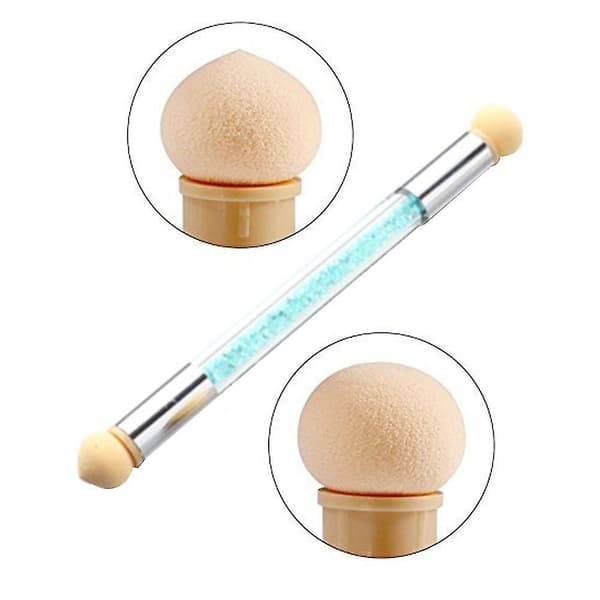 Double Head Sponge Nail Brush Picking Dotting Gradient Pen Brush Sky blue