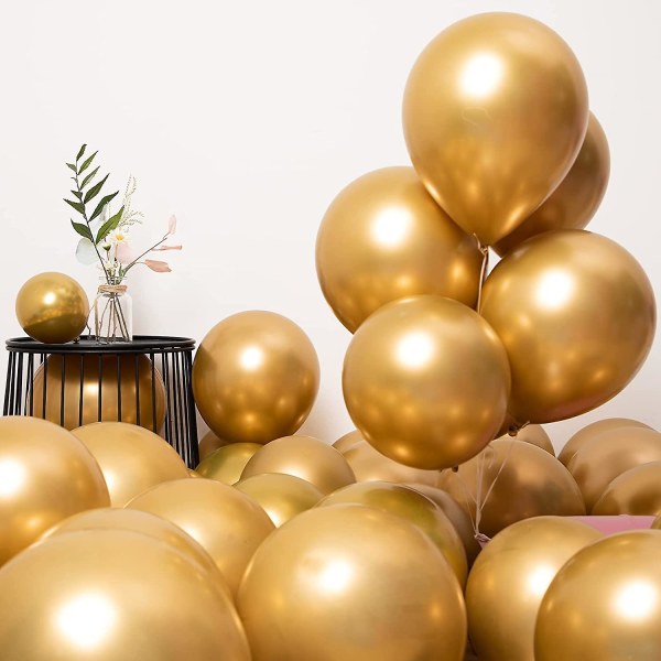 80 Pieces Of Golden Party Balloons (gold, 12"+5") Balloon Banner Set